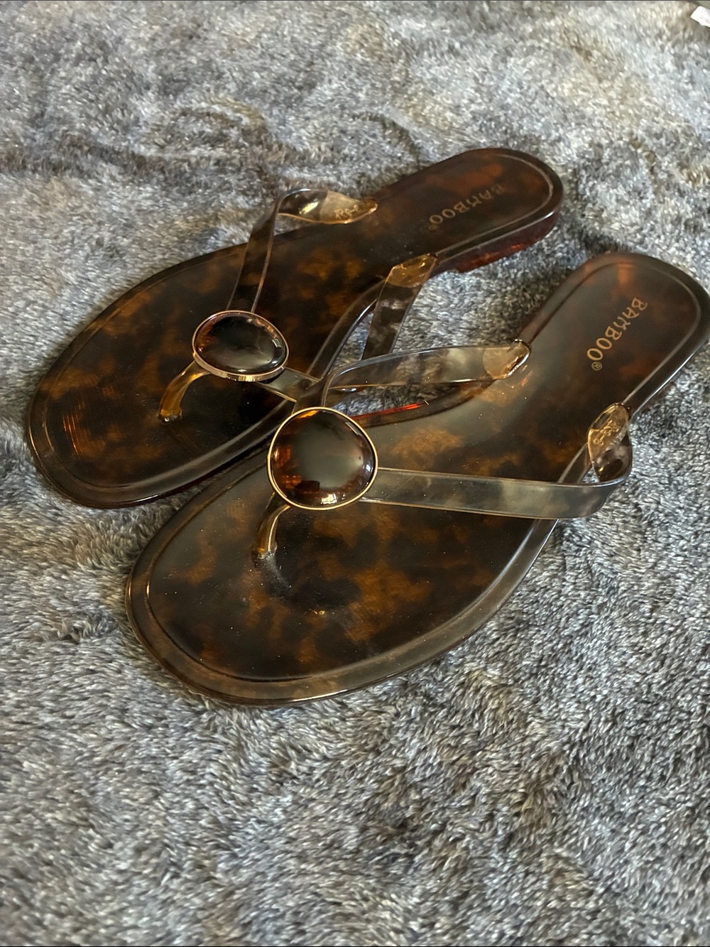 United Colors Of Benetton Tortoiseshell Jelly Thong Sandals - Brown